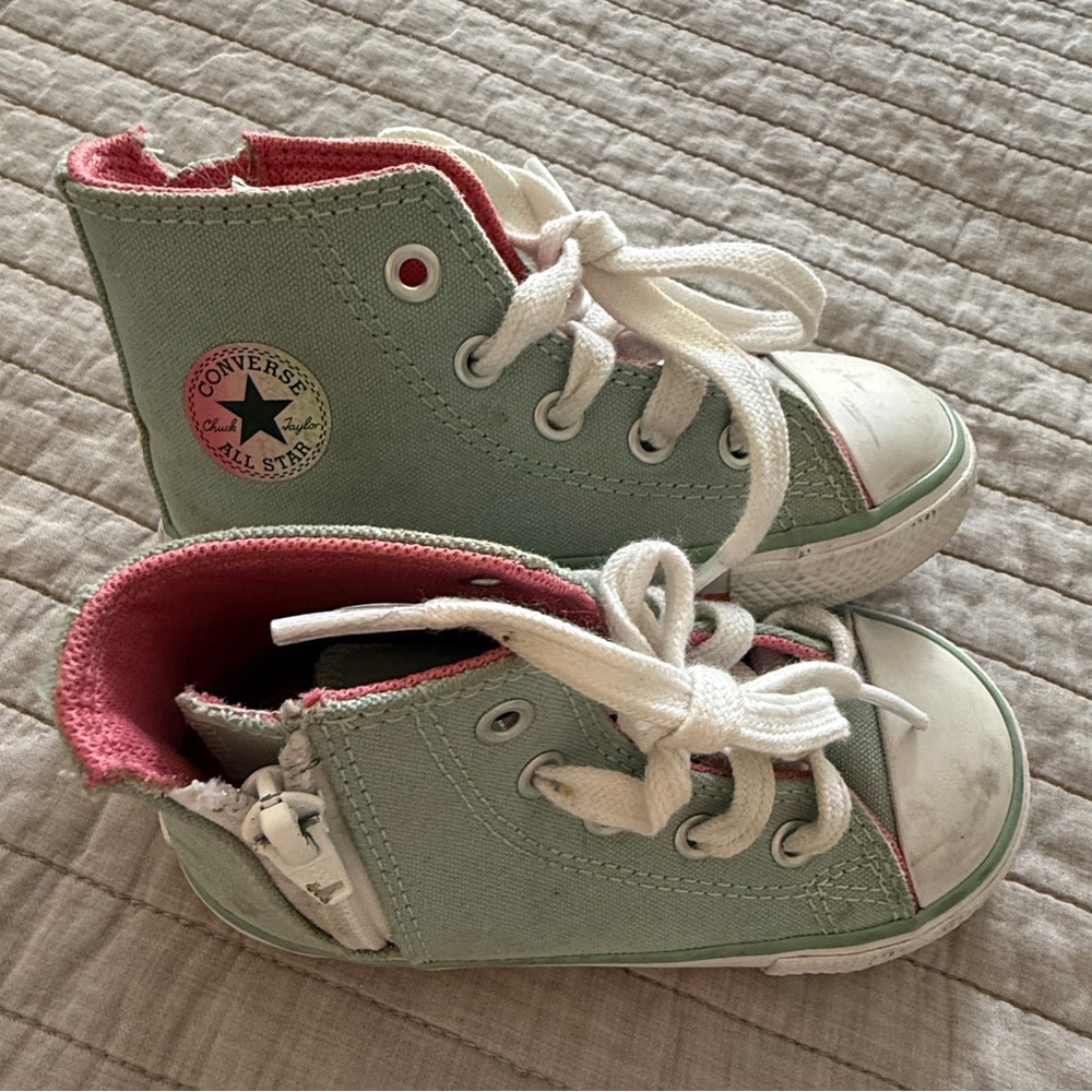 Converse Kids High-Top Sneakers - Mint Green and Pink